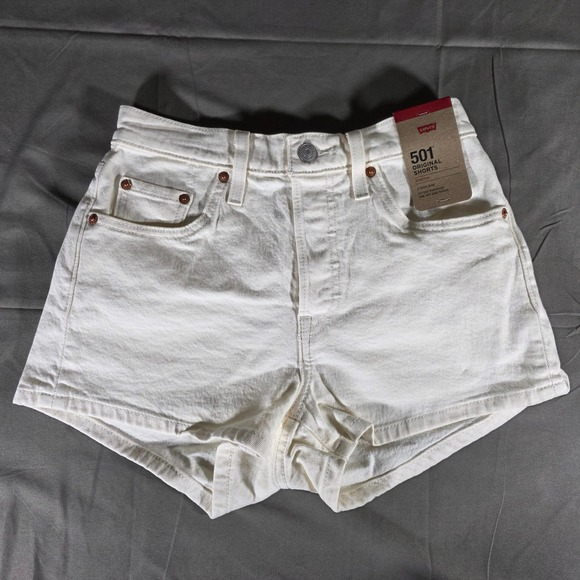 Levi's Pants - Levis 501 Original Shorts Womens 25 White High Rise Stretch Denim 56327-0473